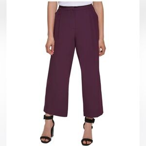 NWT Calvin Klein MEDIUM pull On Wide Leg Pants Purple Stretch